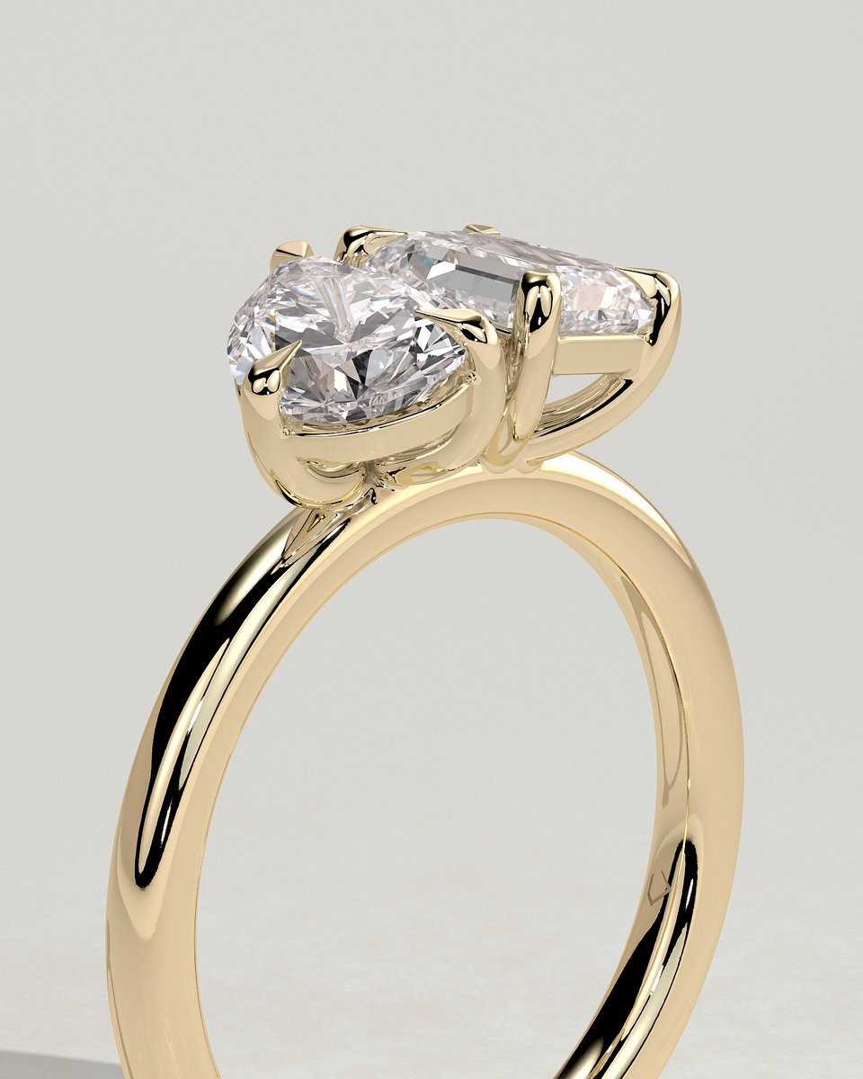 MET 0058 Emerald Toi et Moi Engagement Ring