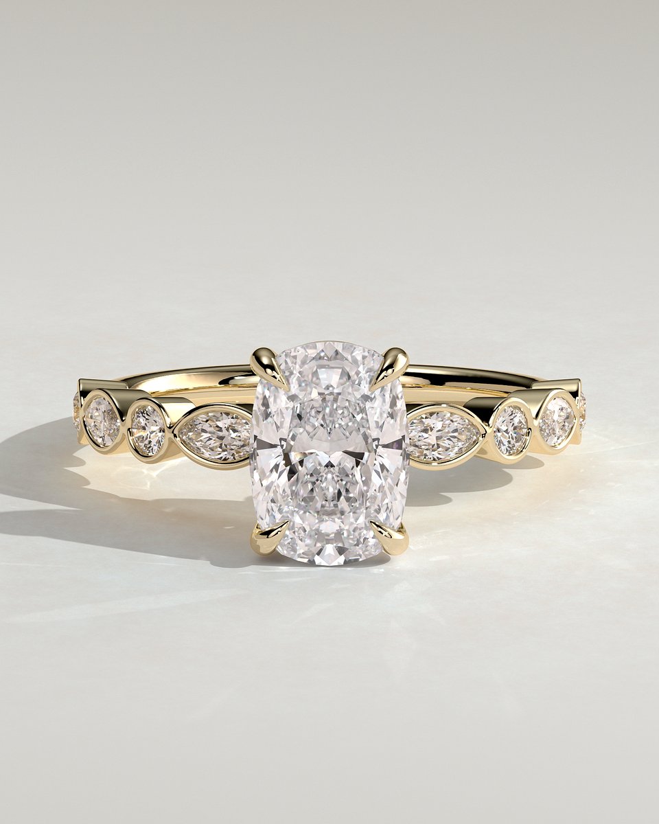 MET 0300 Elongated Cushion Solitaire Engagement Ring