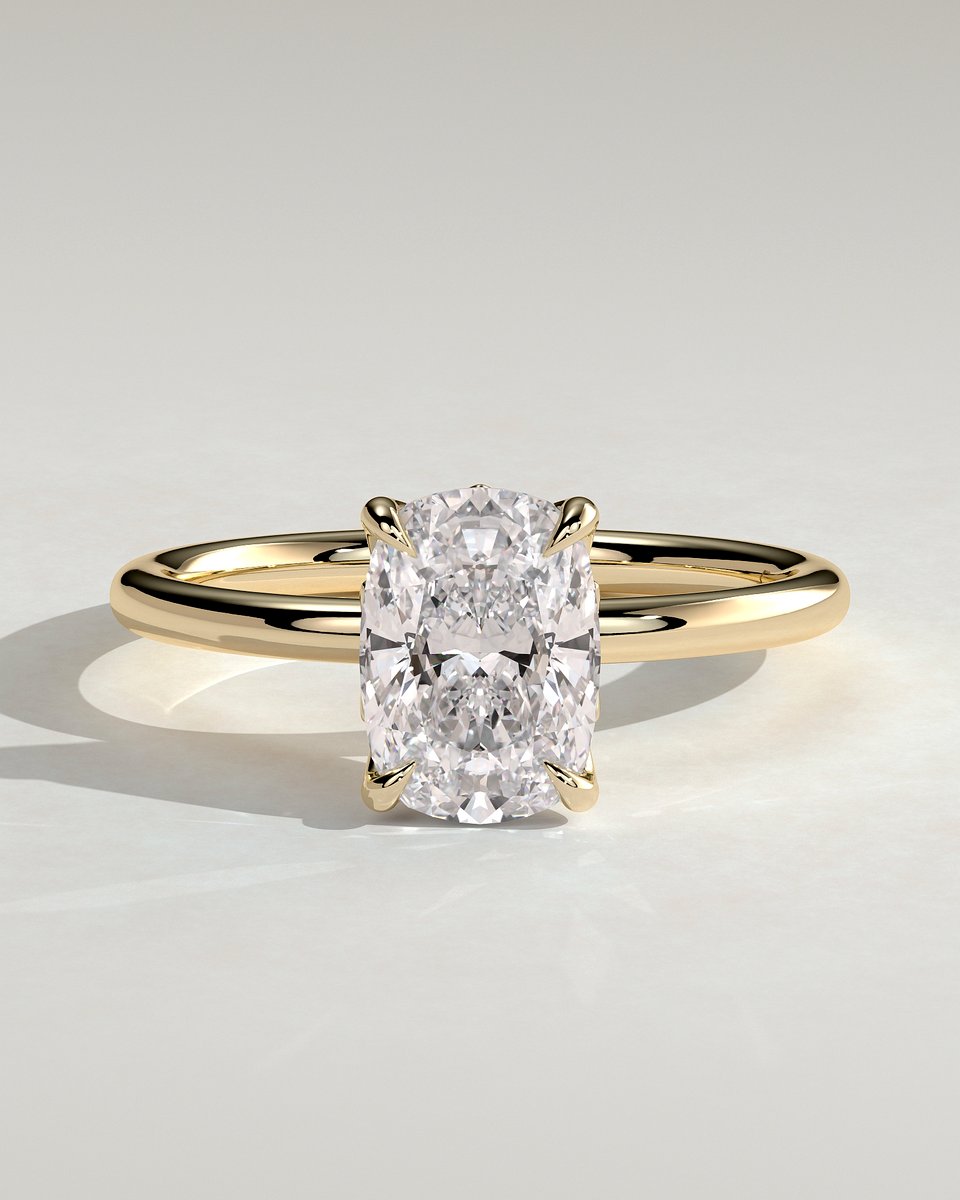 MET 0004 Elongated Cushion Solitaire Engagement Ring