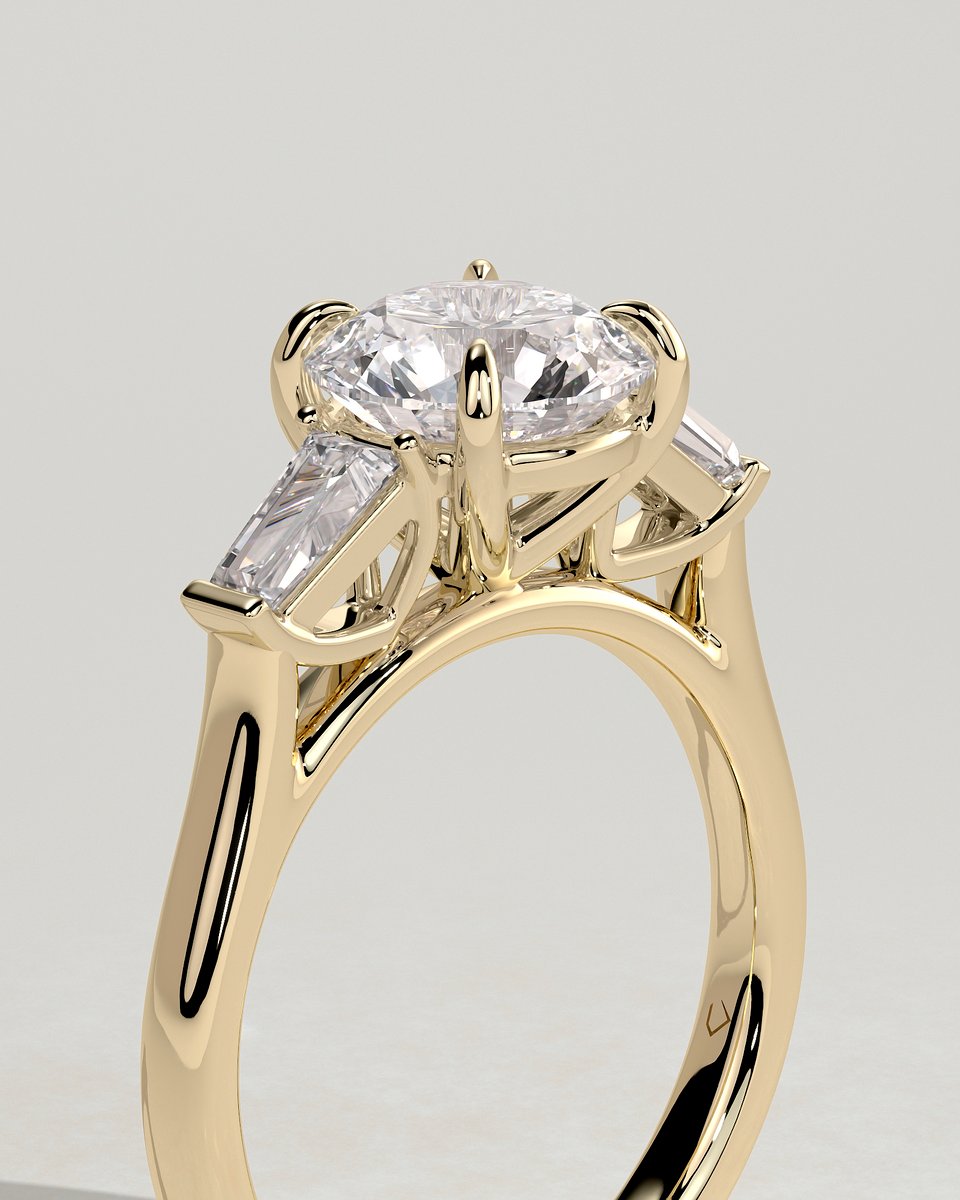 MET 0350 Round Three Stone Engagement Ring