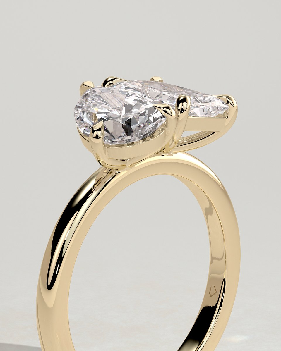 MET 0088 Pear Toi et Moi Engagement Ring