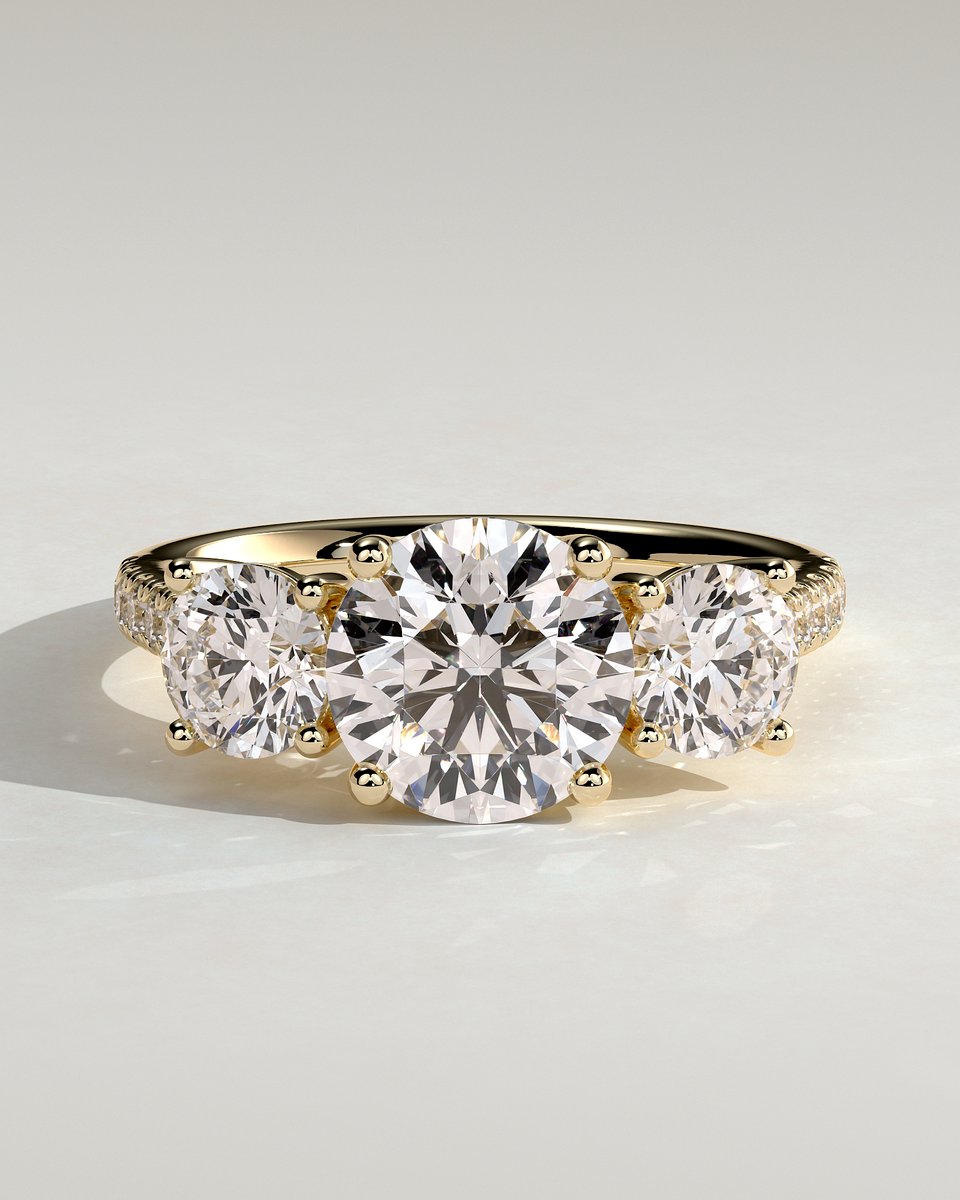 MET 0220 Round Three Stone Engagement Ring