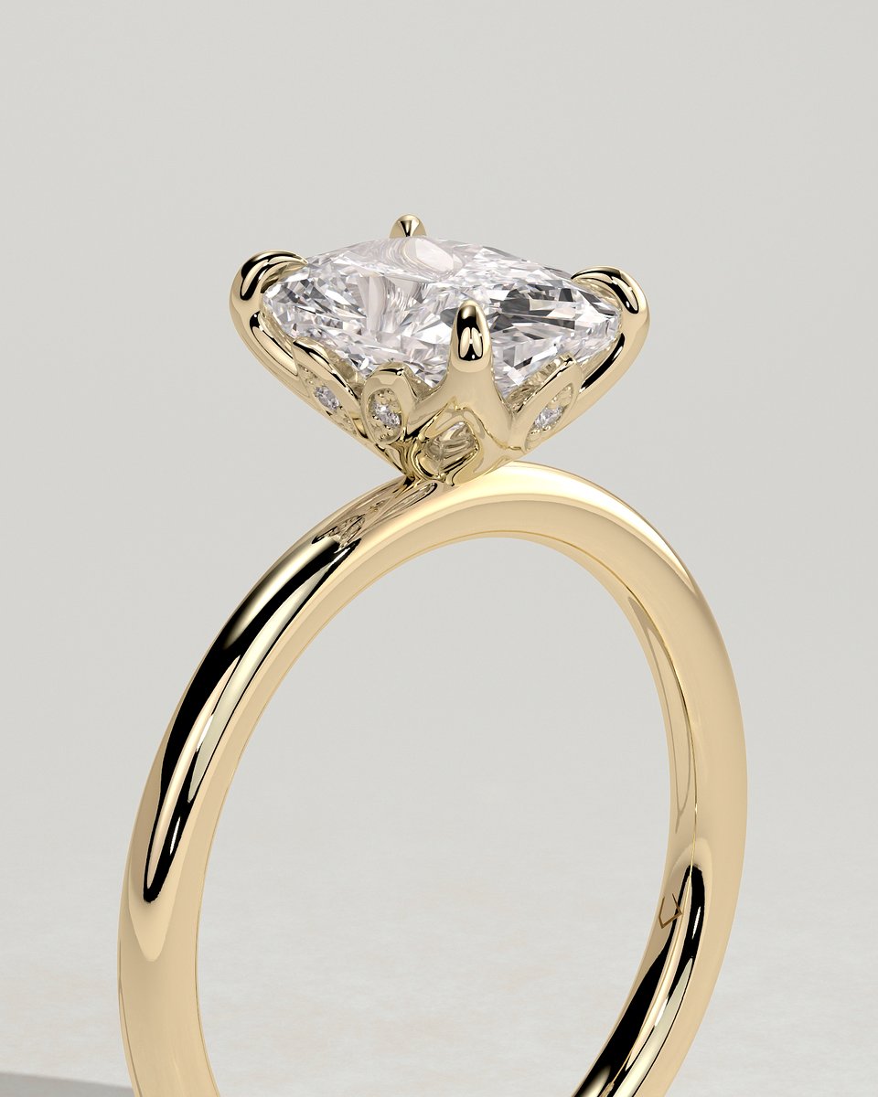 MET 0004 Elongated Cushion Solitaire Engagement Ring