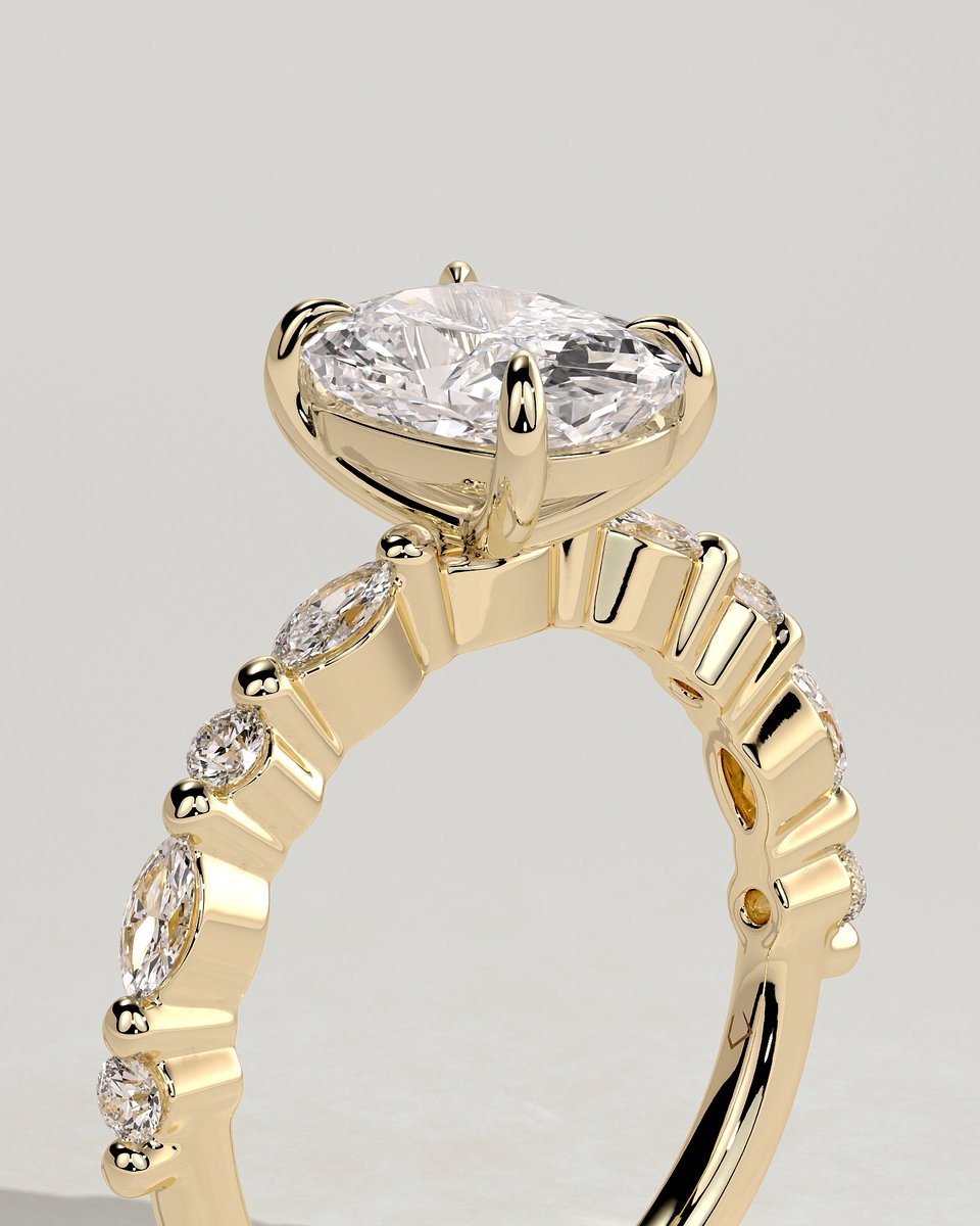 MET 0344 Elongated Cushion Solitaire Engagement Ring