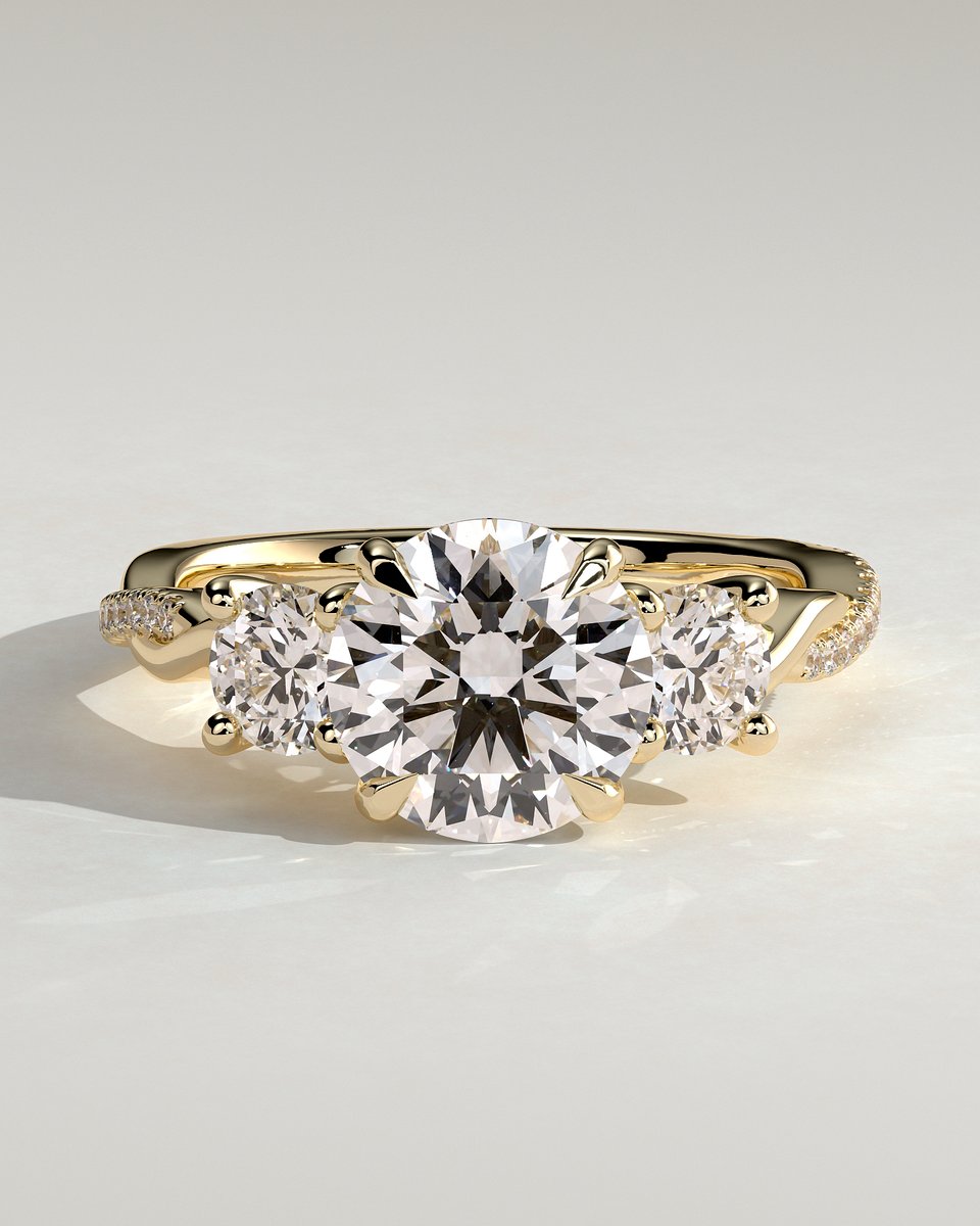 MET 0114 Round Three Stone Engagement Ring