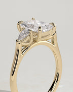 MET 0102 Radiant Three Stone Engagement Ring