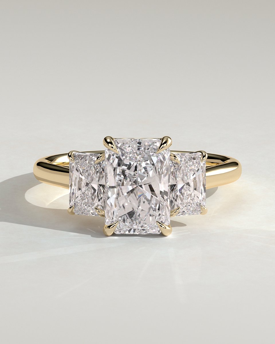 MET 0230 Radiant Three Stone Engagement Ring