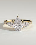 MET 0157 Pear Three Stone Engagement Ring