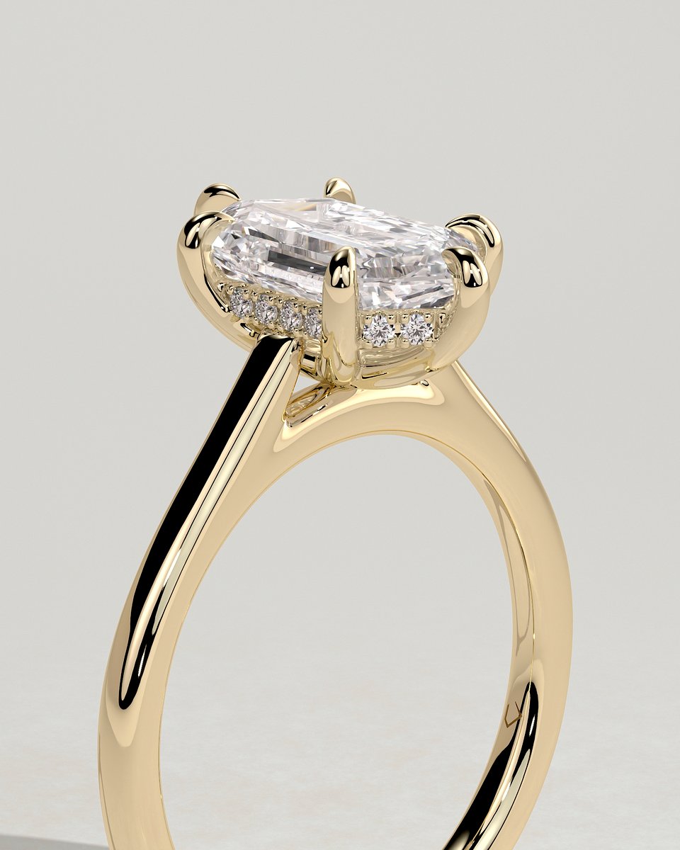 MET 0349 Elongated Hexagon Solitaire Engagement Ring