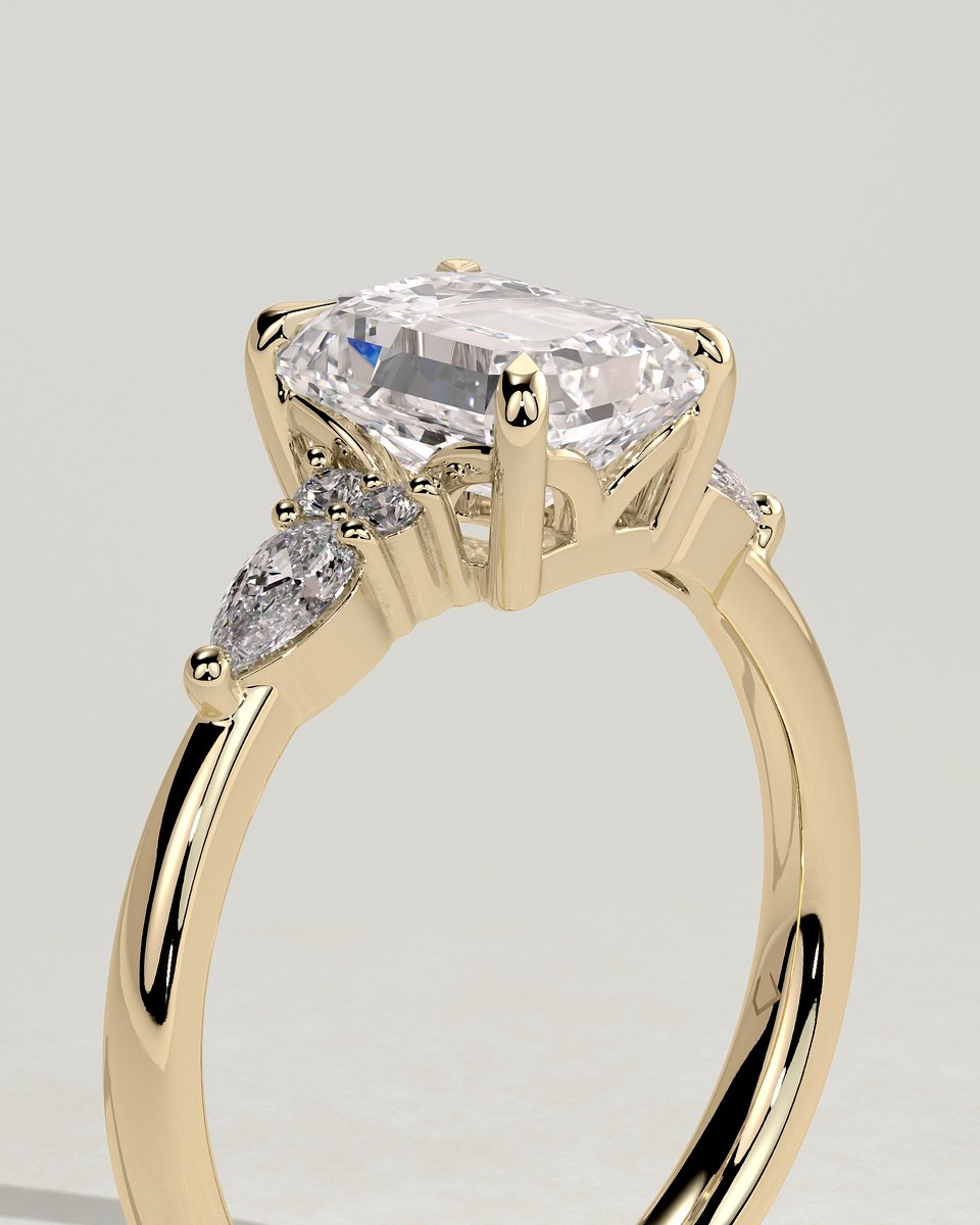 MET 0121 Emerald Three Stone Engagement Ring