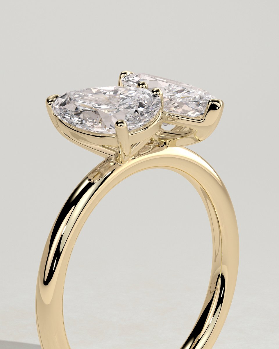 MET 0218 Pear Toi et Moi Engagement Ring