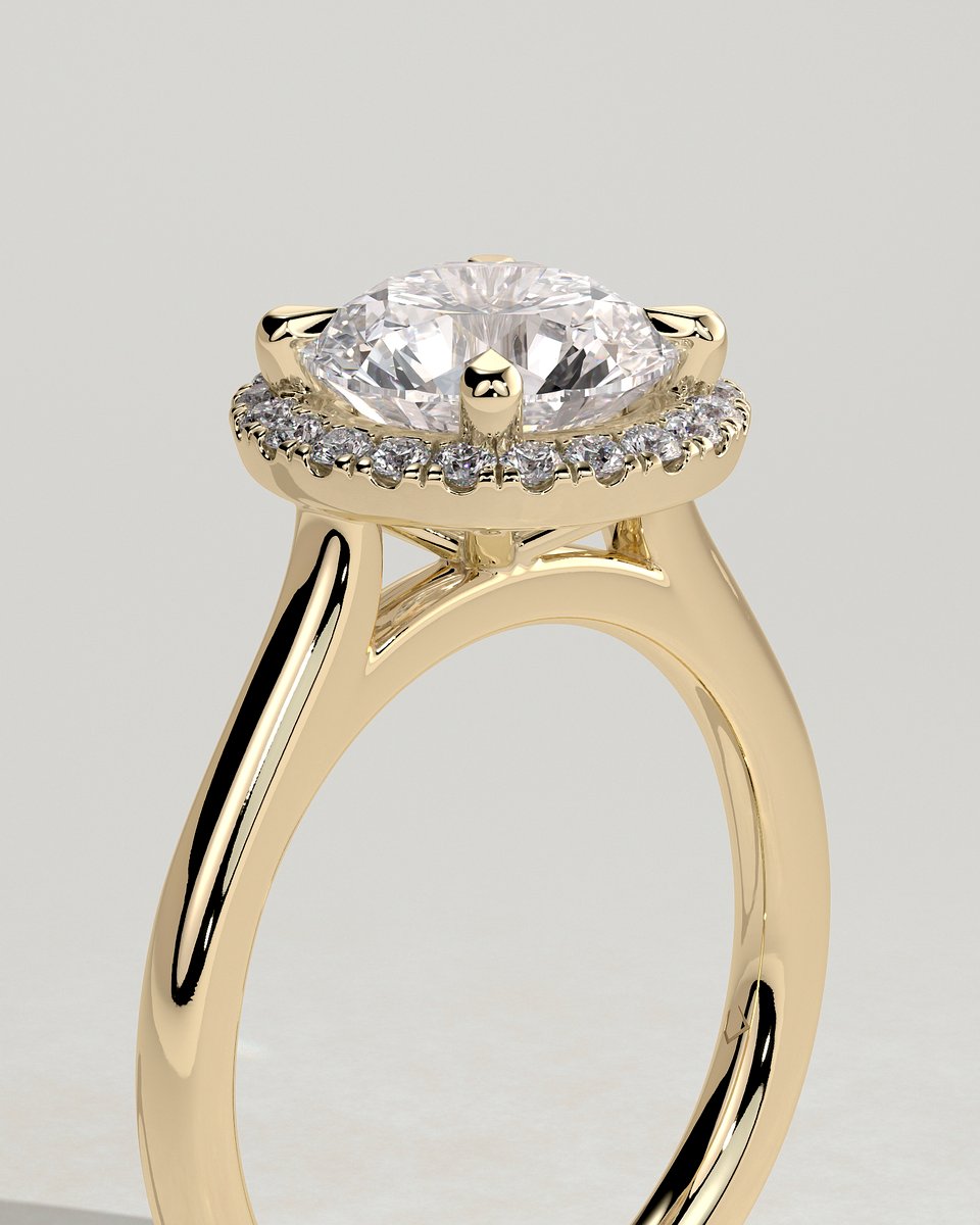 MET 0162 Round Halo Engagement Ring