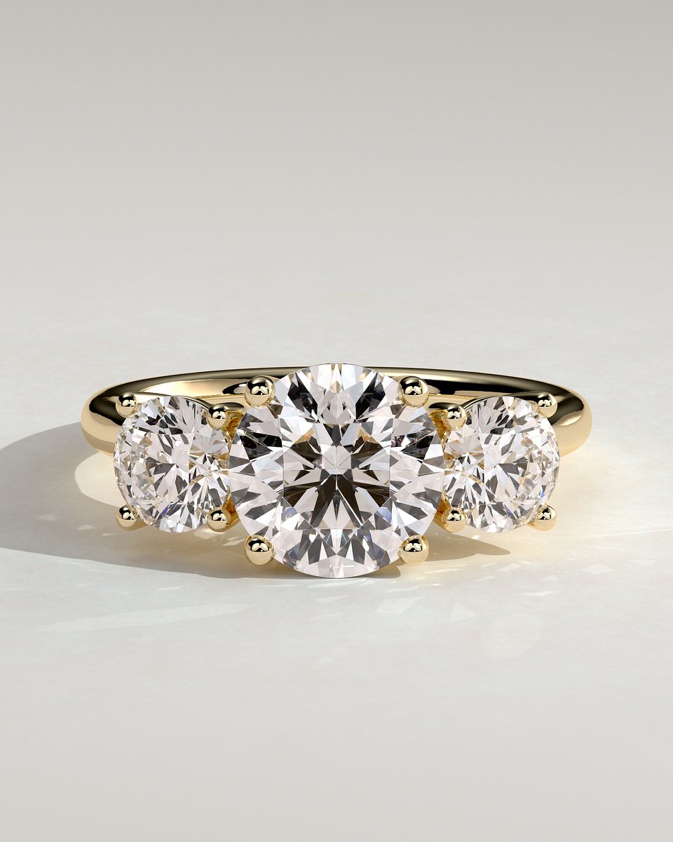 MET 0032 Round Three Stone Engagement Ring
