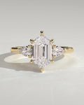 MET 0362 Elongated Hexagon Three Stone Engagement Ring