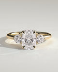 MET 0083 Elongated Cushion Three Stone Engagement Ring