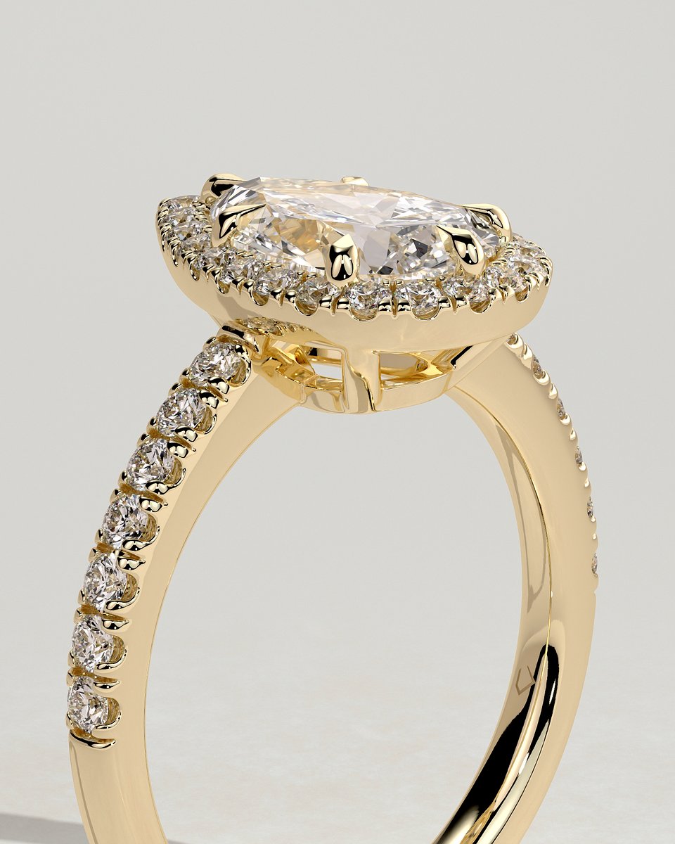 MET 0309 Pear Halo Engagement Ring