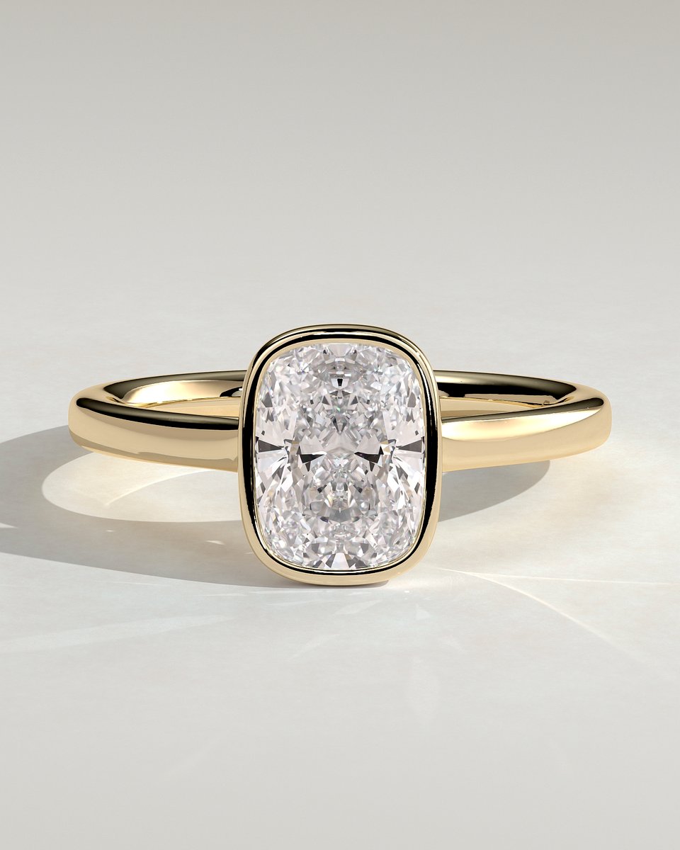 MET 0012 Elongated Cushion Solitaire Engagement Ring