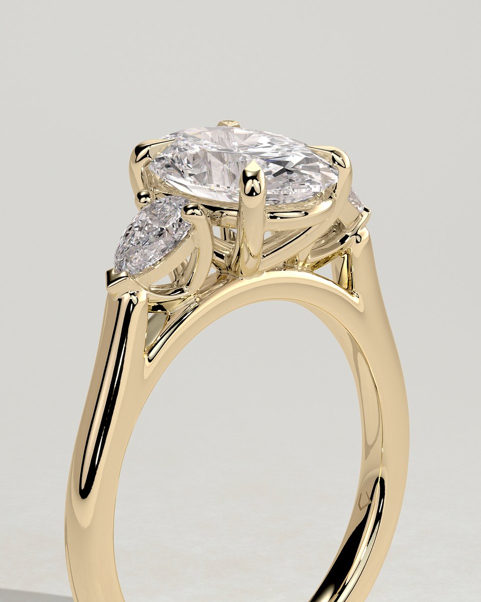 MET 0008 Oval Three Stone Engagement Ring