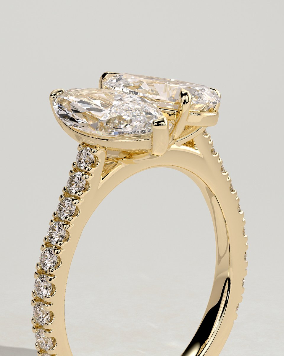 MET 0245 Pear Toi et Moi Engagement Ring
