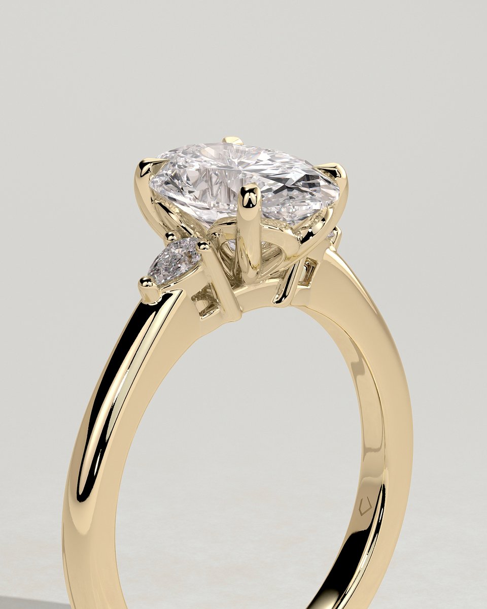 MET 0031 Oval Three Stone Engagement Ring