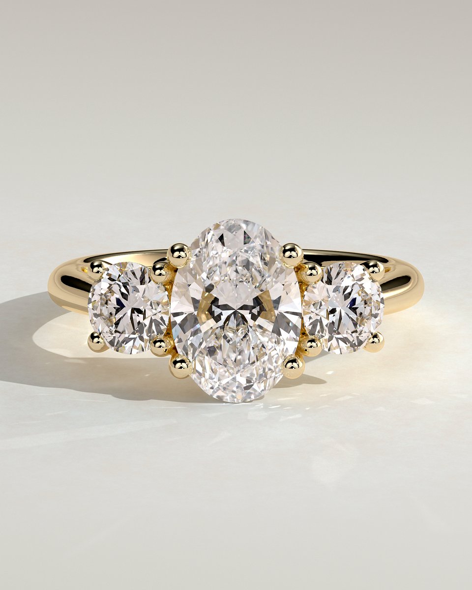MET 0065 Oval Three Stone Engagement Ring