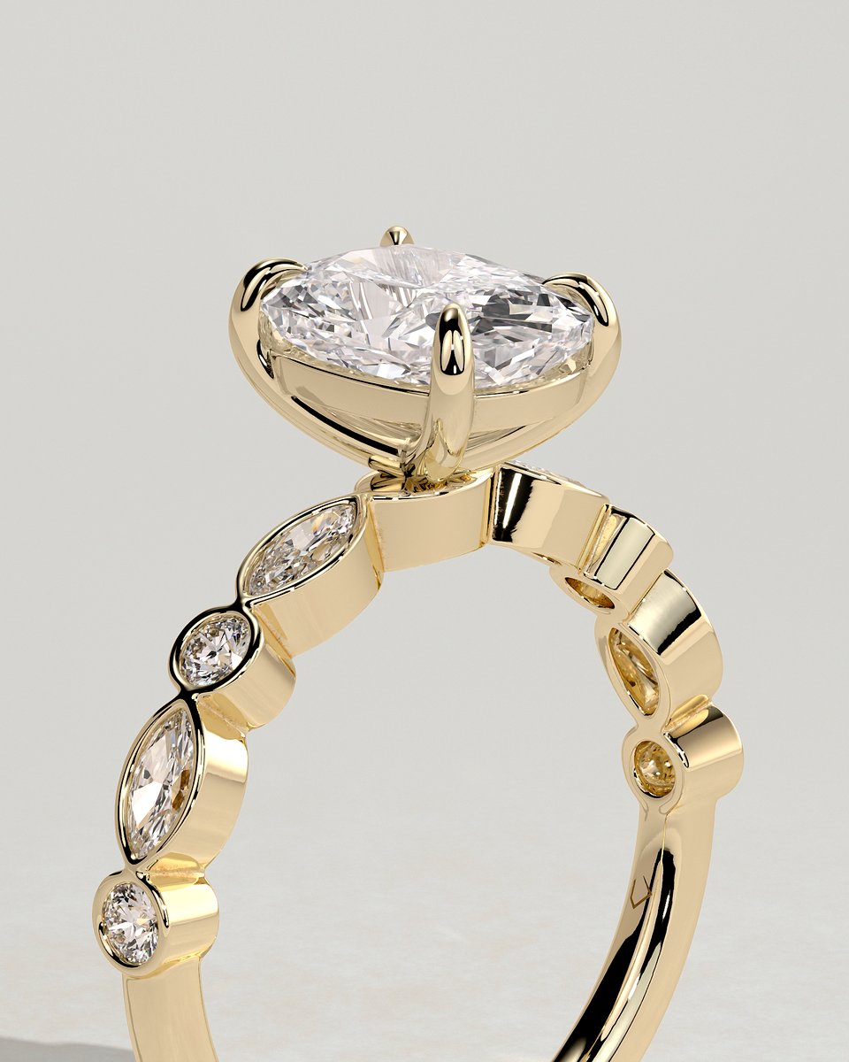 MET 0300 Elongated Cushion Solitaire Engagement Ring
