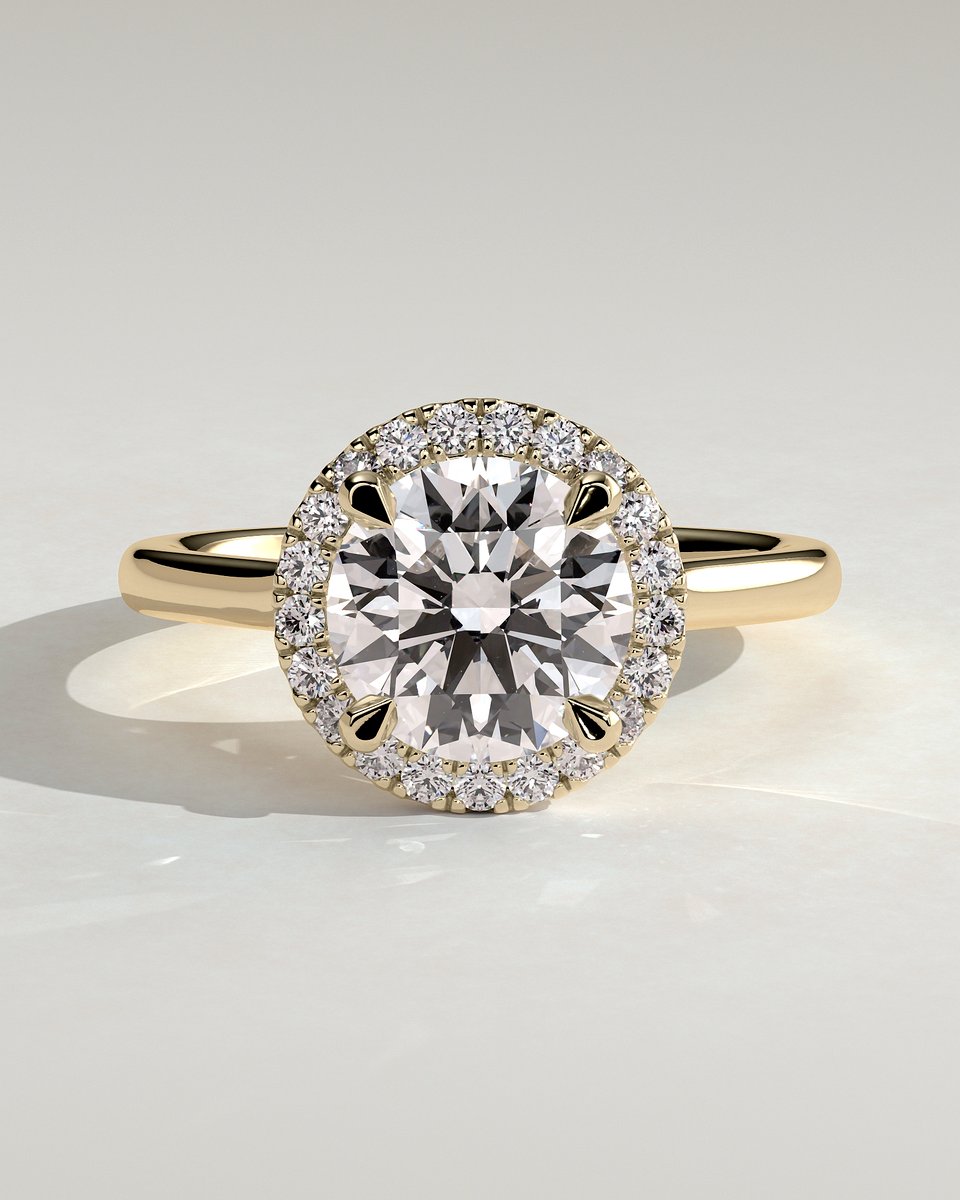 MET 0162 Round Halo Engagement Ring