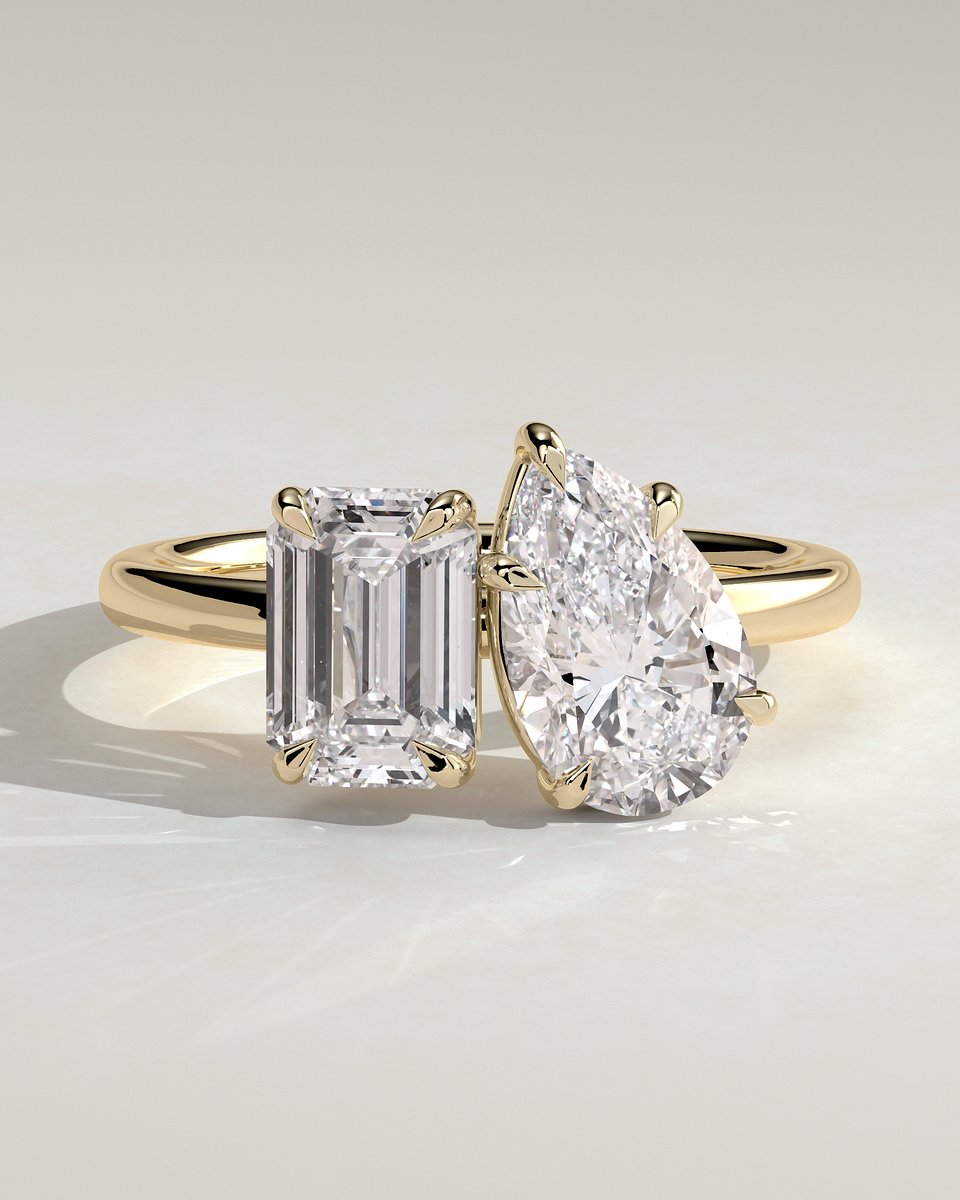 MET 0172 Emerald Toi et Moi Engagement Ring