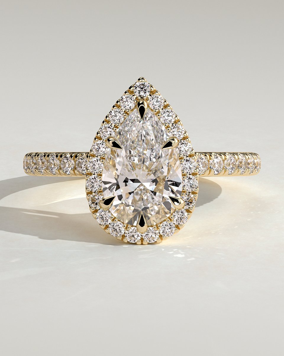 MET 0309 Pear Halo Engagement Ring