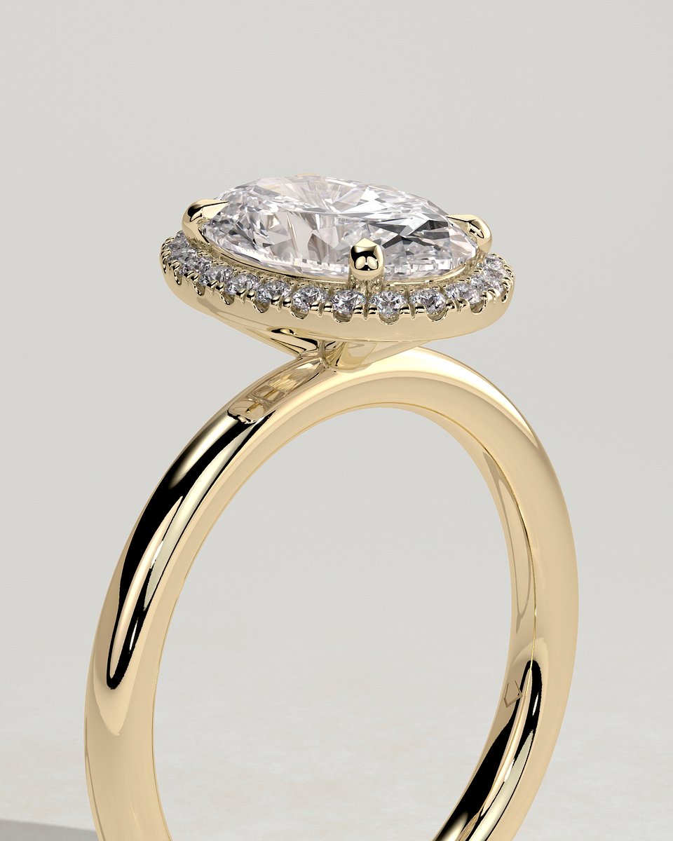 MET 0118 Oval Halo Engagement Ring