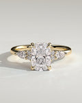 MET 0067 Elongated Cushion Three Stone Engagement Ring