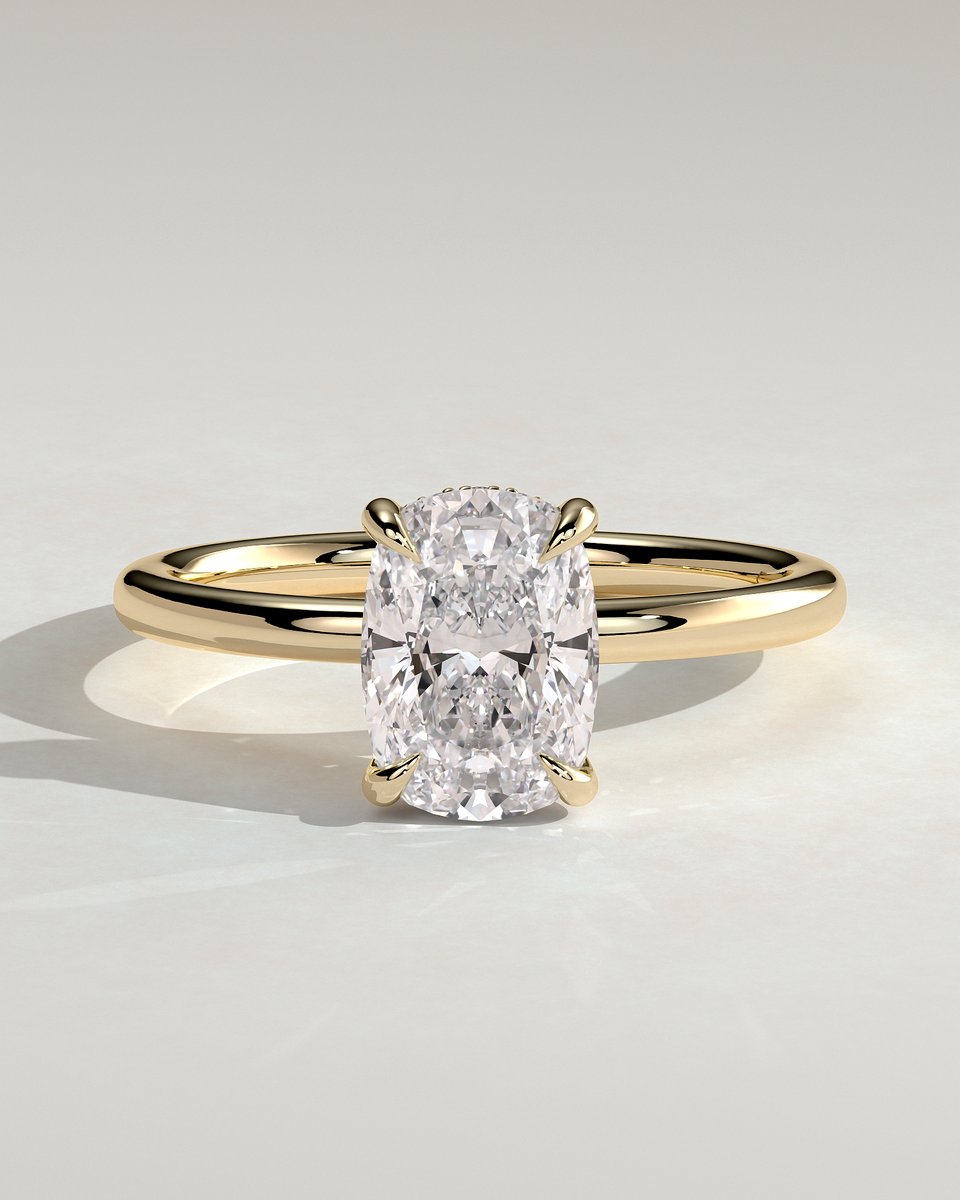 MET 0011 Elongated Cushion Solitaire Engagement Ring