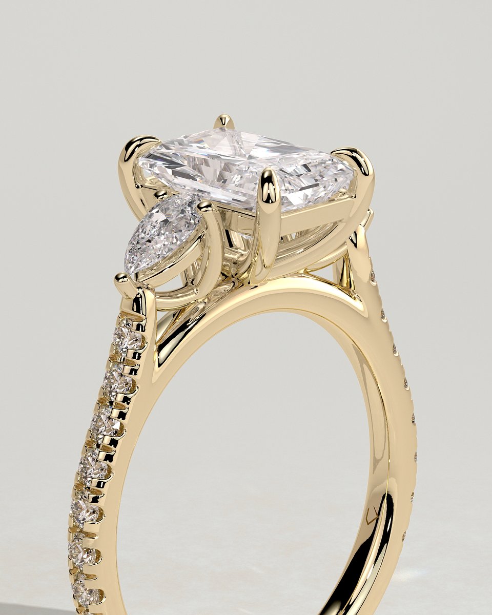 MET 0169 Radiant Three Stone Engagement Ring