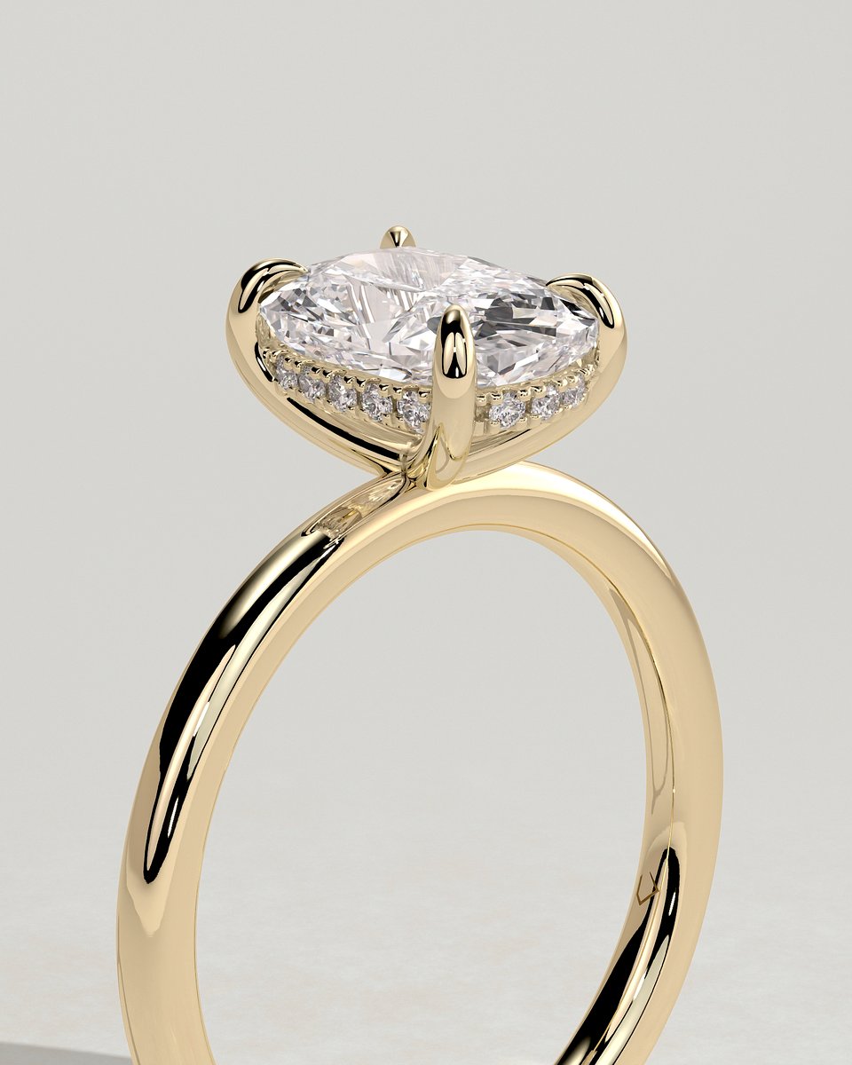 MET 0011 Elongated Cushion Solitaire Engagement Ring