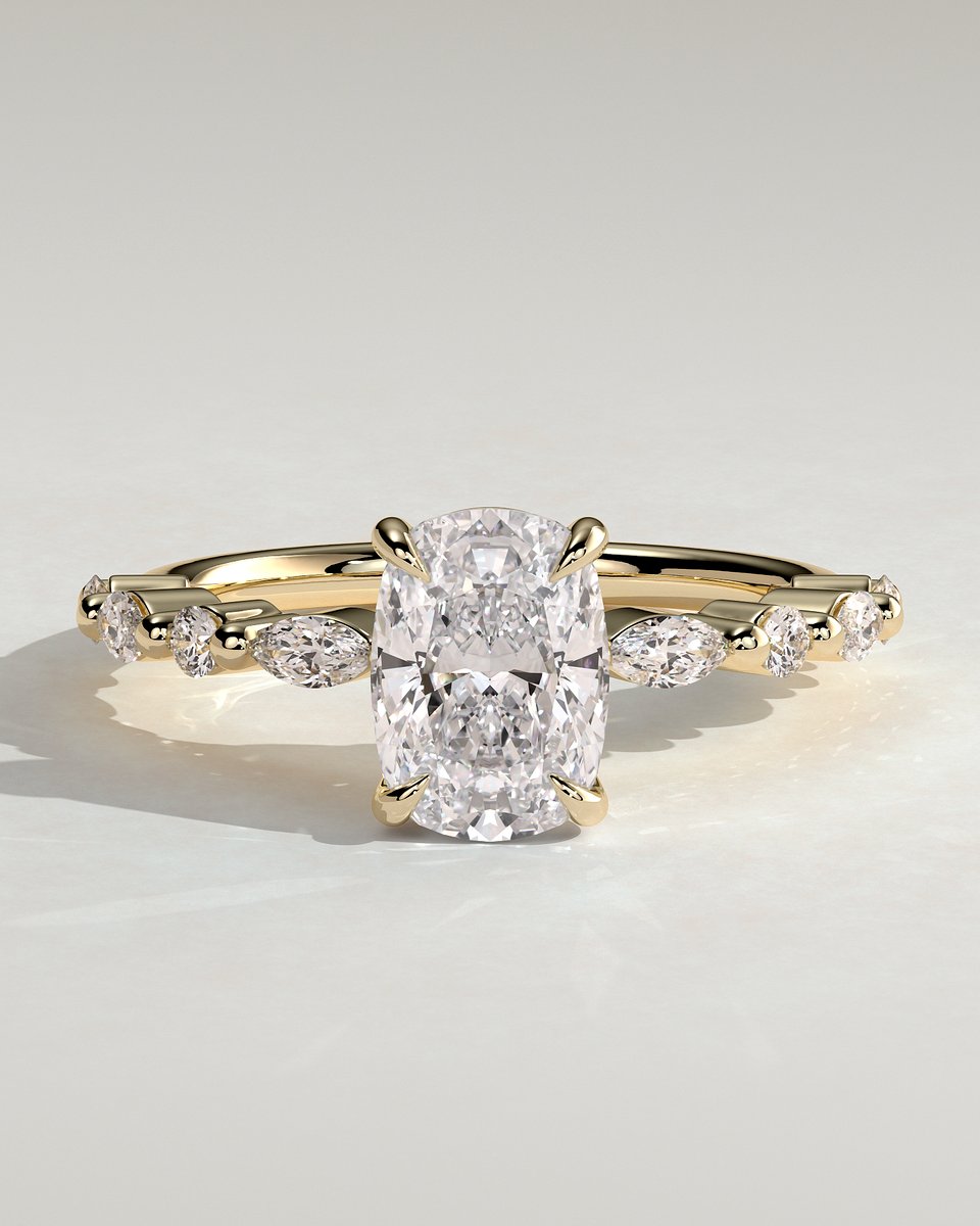 MET 0344 Elongated Cushion Solitaire Engagement Ring