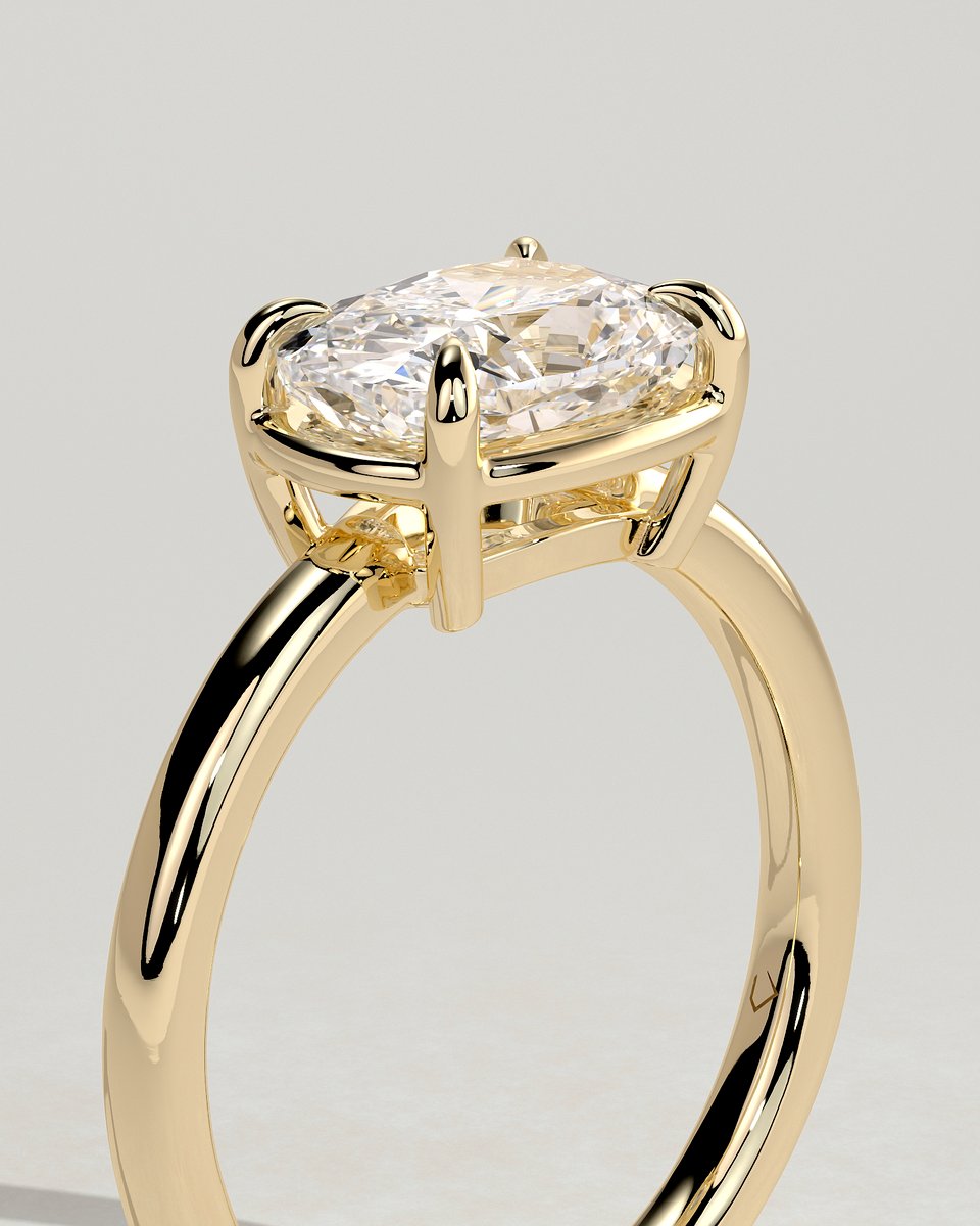 MET 0189 Elongated Cushion Solitaire Engagement Ring