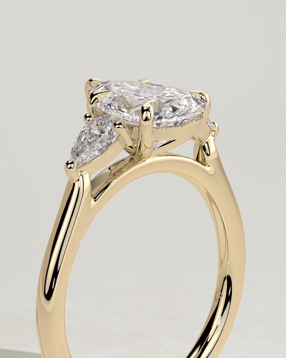 MET 0247 Pear Three Stone Engagement Ring