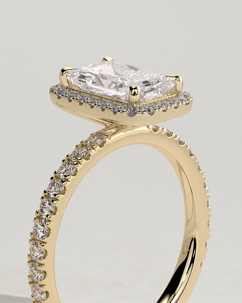 MET 0216 Radiant Halo Engagement Ring