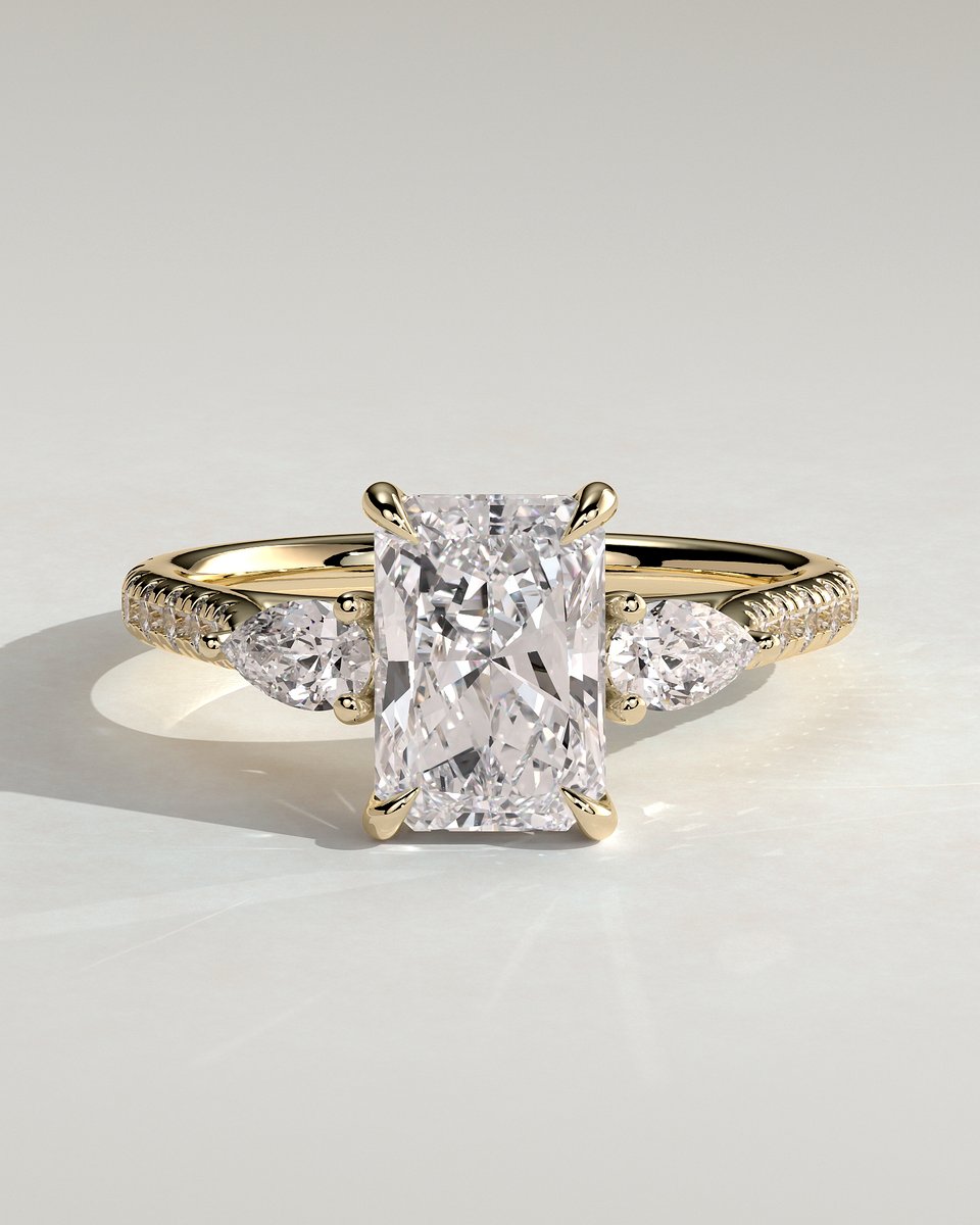 MET 0169 Radiant Three Stone Engagement Ring