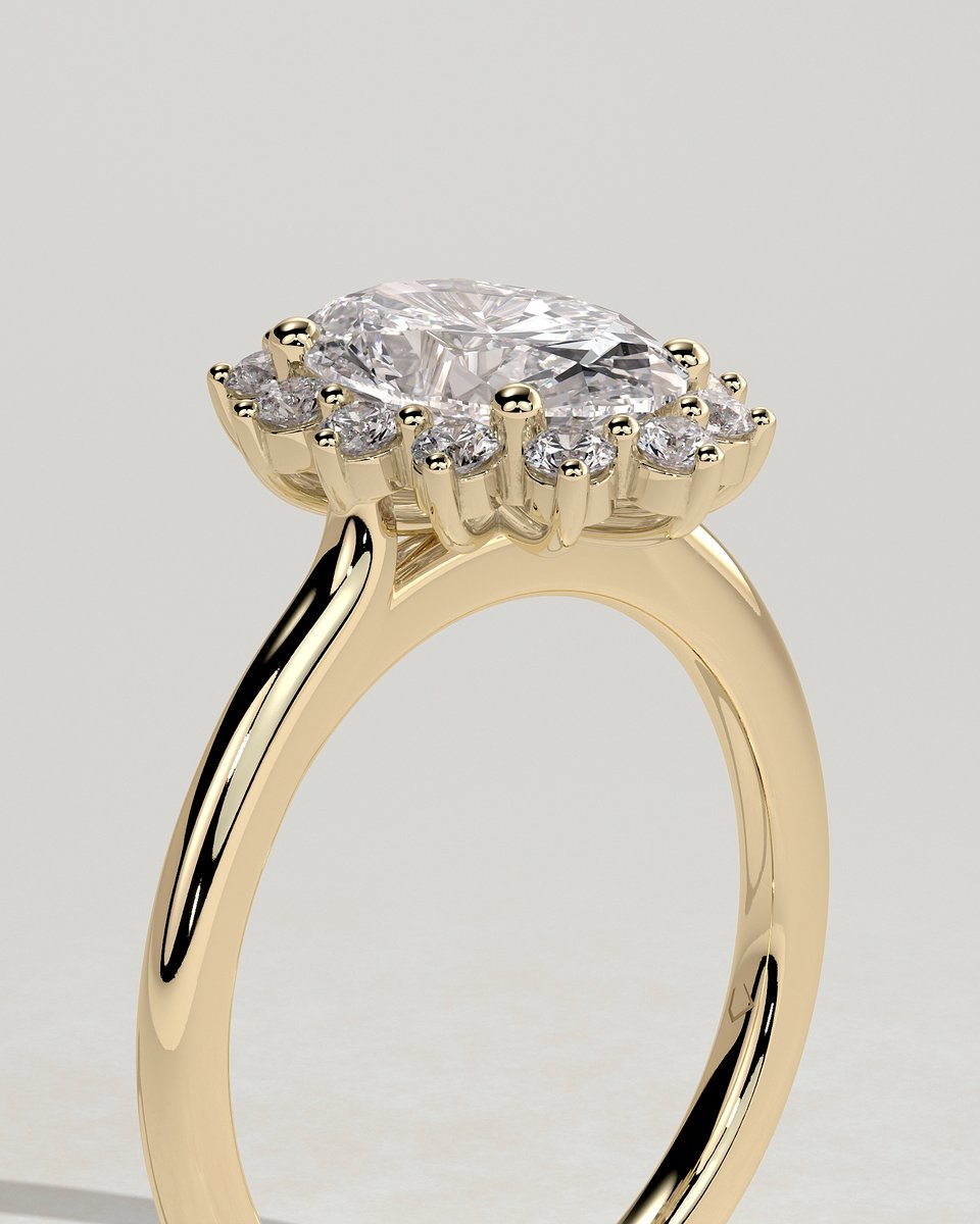 MET 0135 Oval Halo Engagement Ring