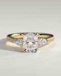 MET 0152 Elongated Cushion Three Stone Engagement Ring