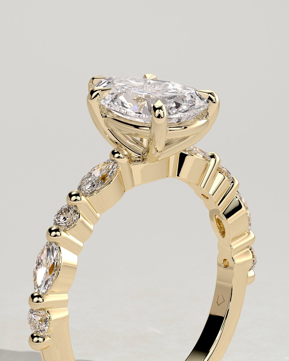 MET 0042 Pear Solitaire Engagement Ring