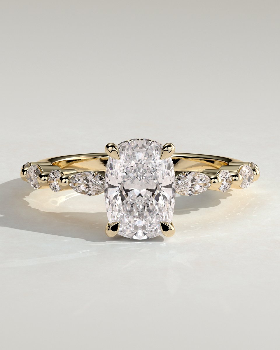 MET 0082 Elongated Cushion Solitaire Engagement Ring