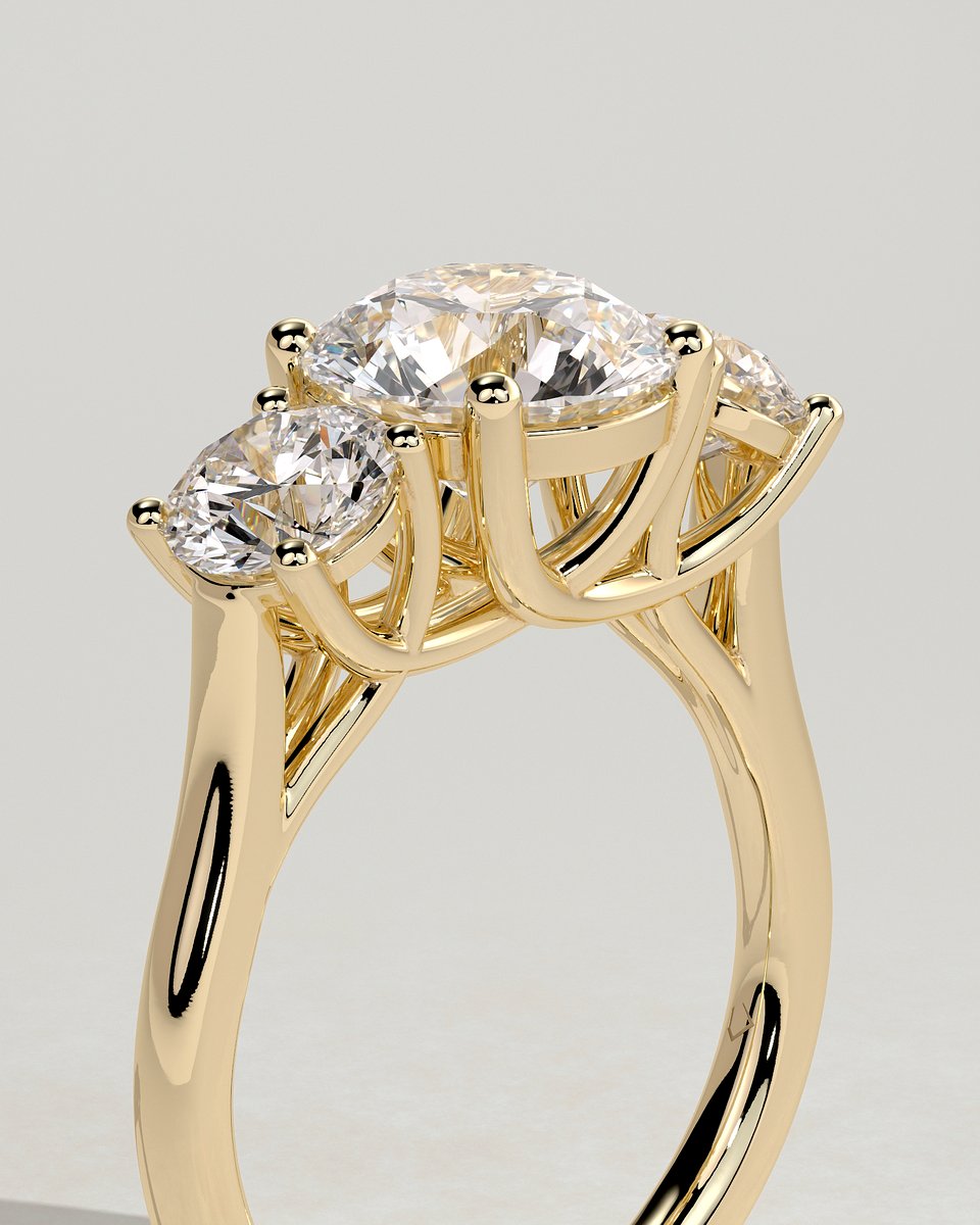 MET 0032 Round Three Stone Engagement Ring