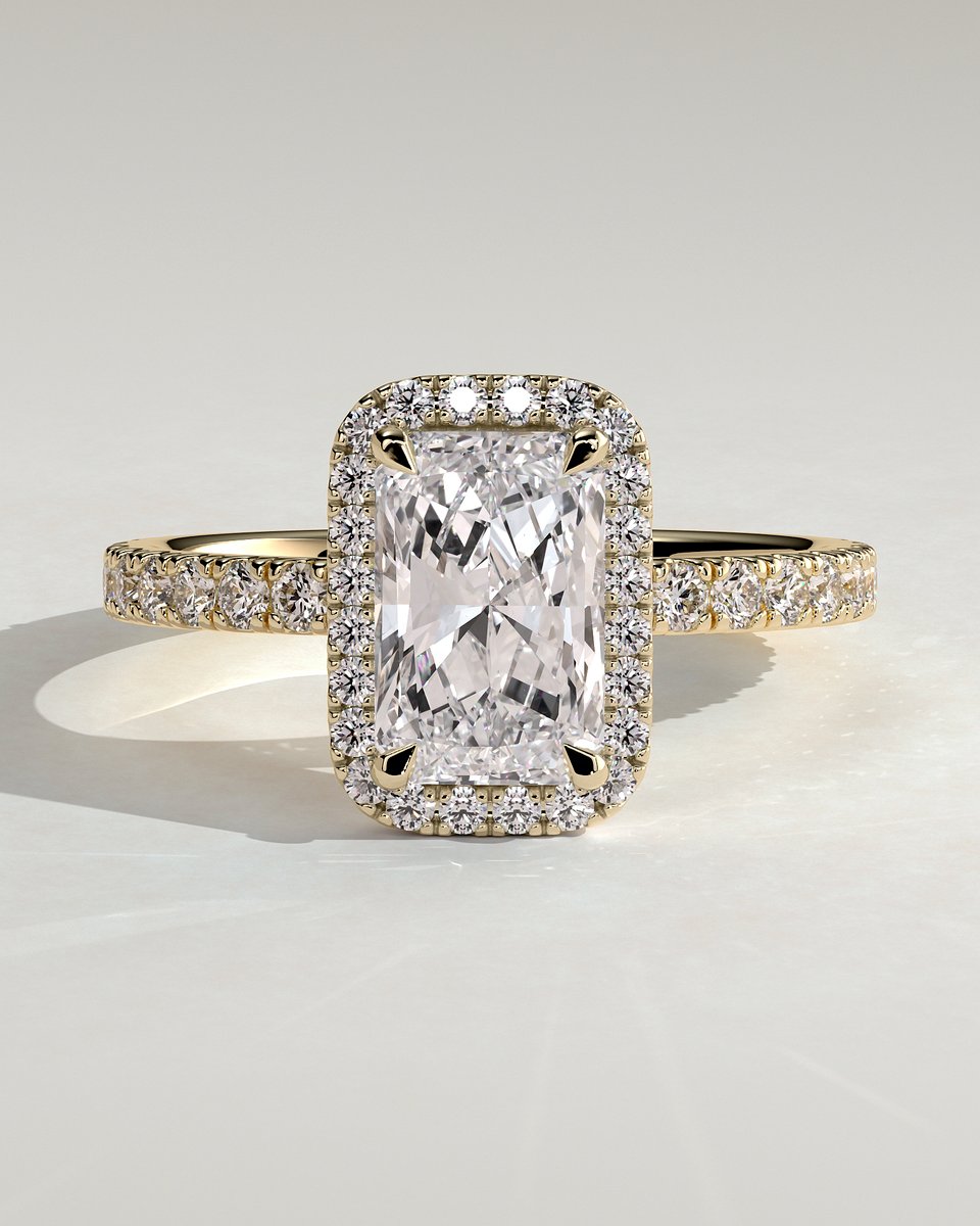 MET 0216 Radiant Halo Engagement Ring