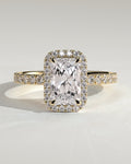 MET 0216 Radiant Halo Engagement Ring