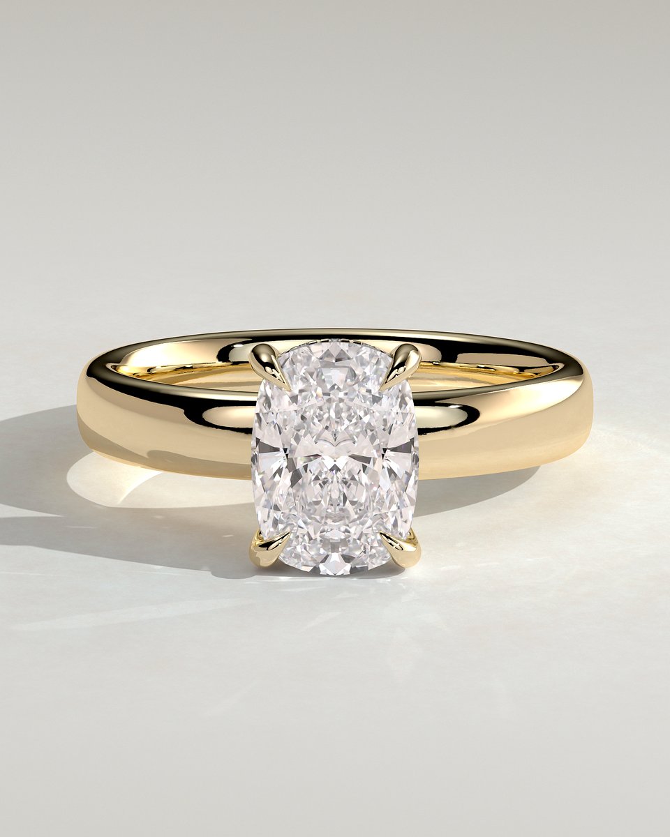 MET 0127 Elongated Cushion Solitaire Engagement Ring