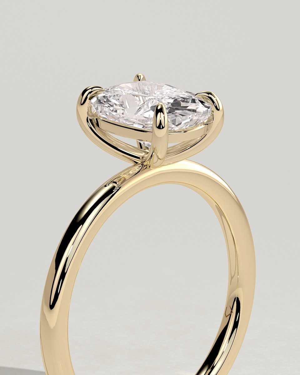 MET 0022 Elongated Cushion Solitaire Engagement Ring