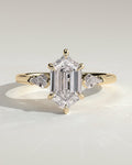 MET 0095 Elongated Hexagon Three Stone Engagement Ring