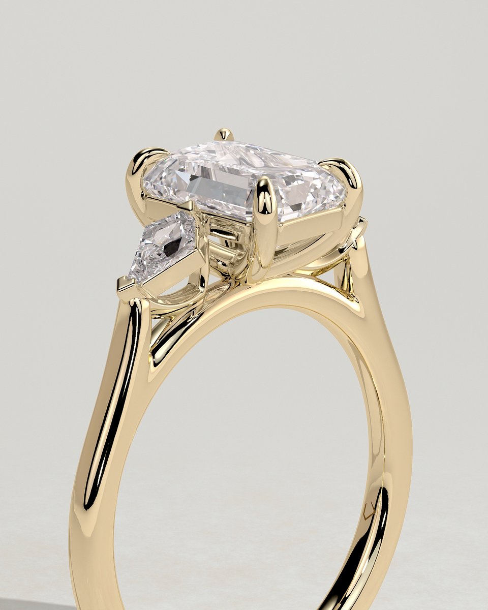 MET 0302 Emerald Three Stone Engagement Ring